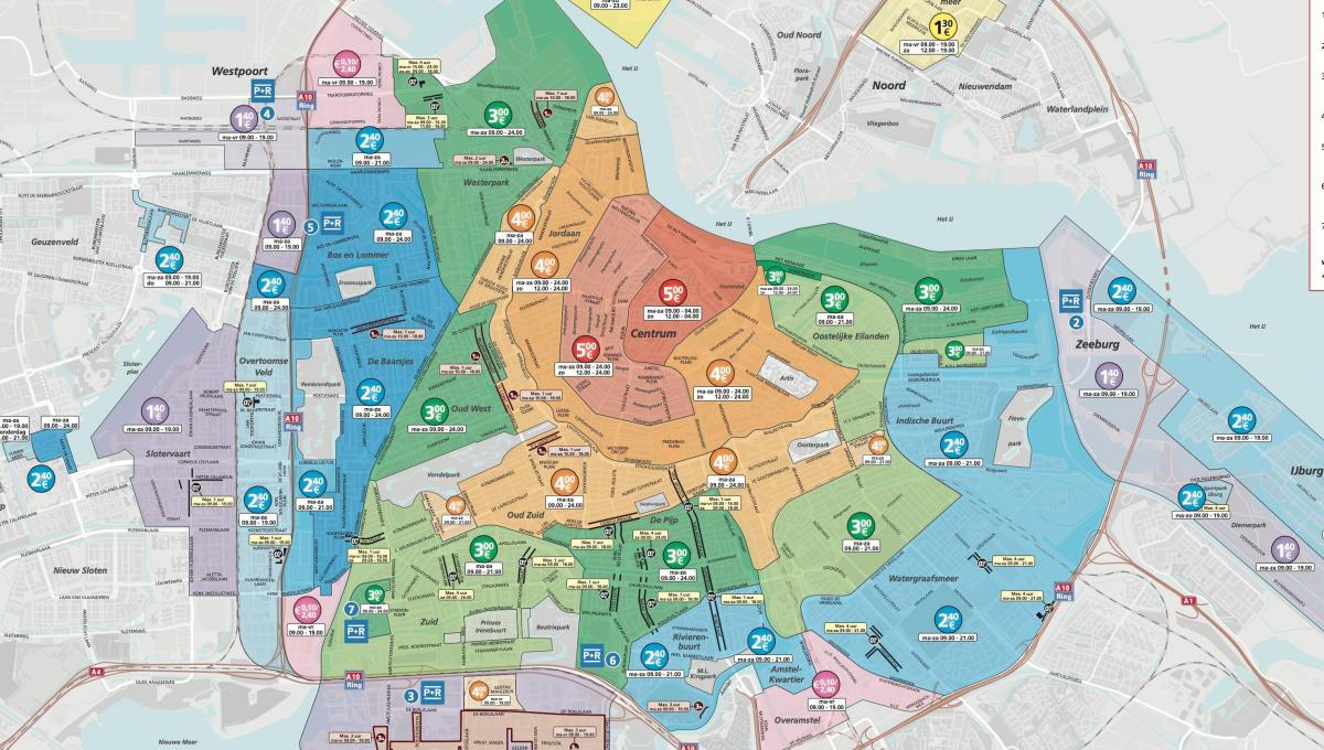 aparcamiento mapa de Ámsterdam