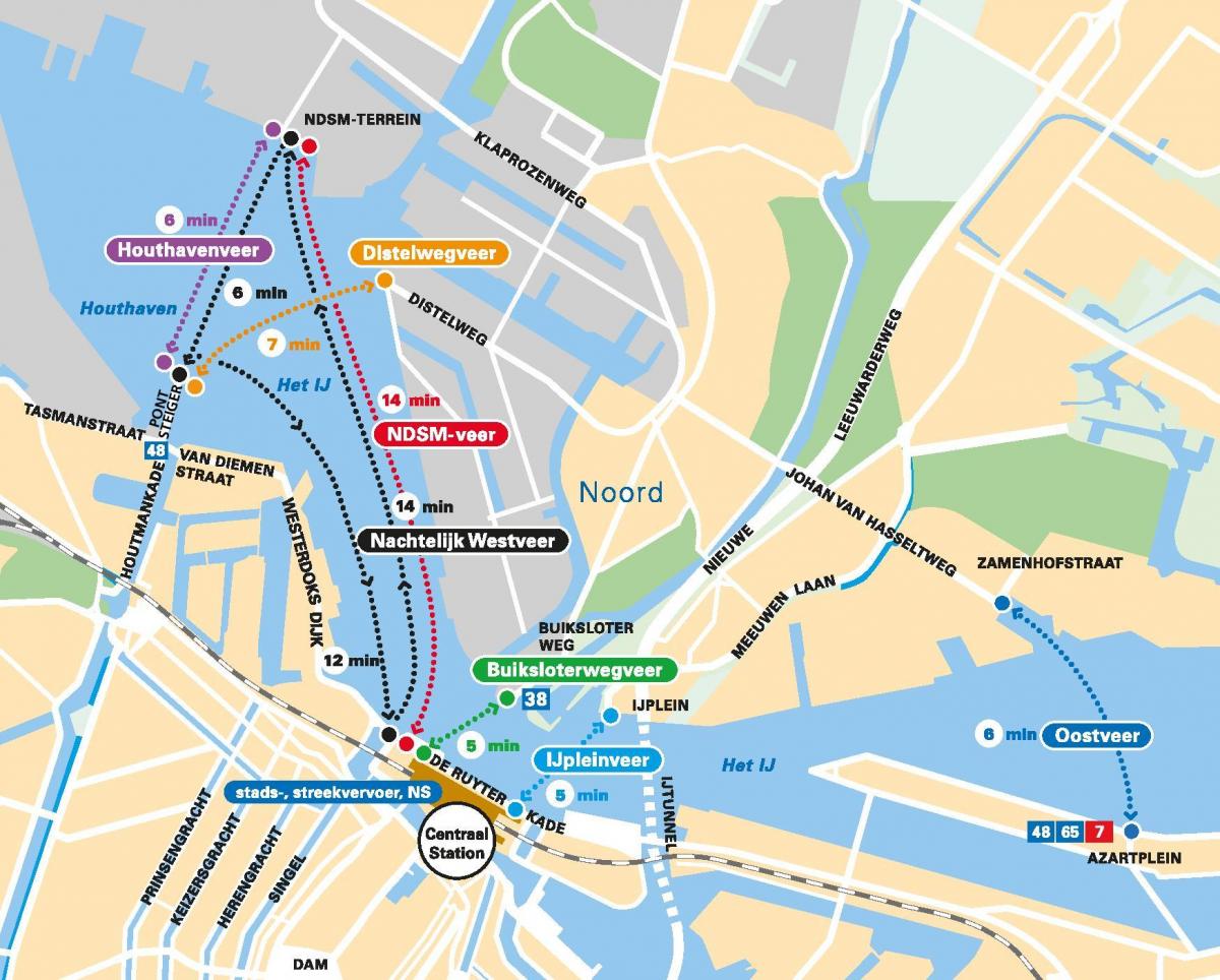 mapa de Amsterdam ferry