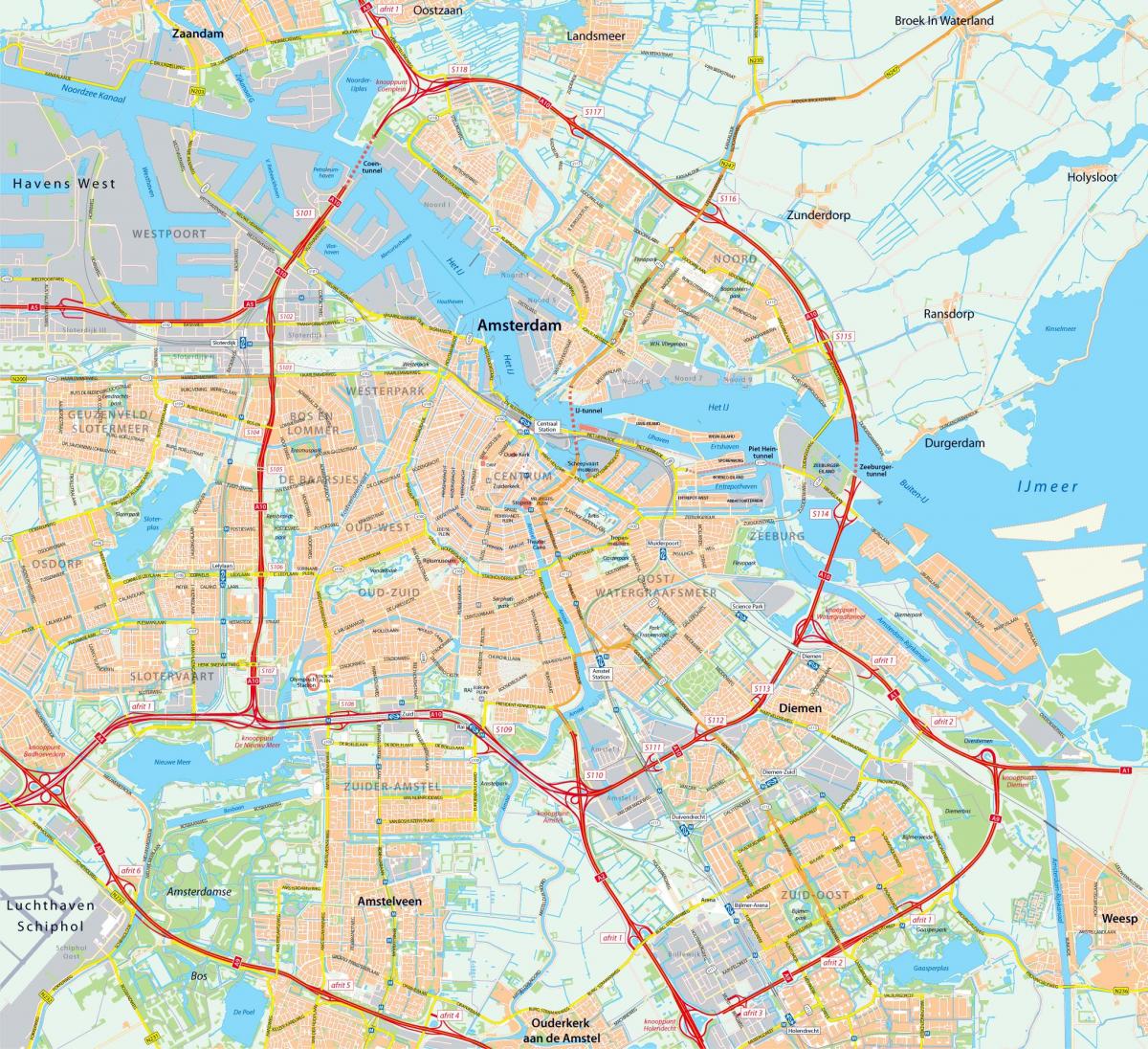 mapa de Amsterdam carretera