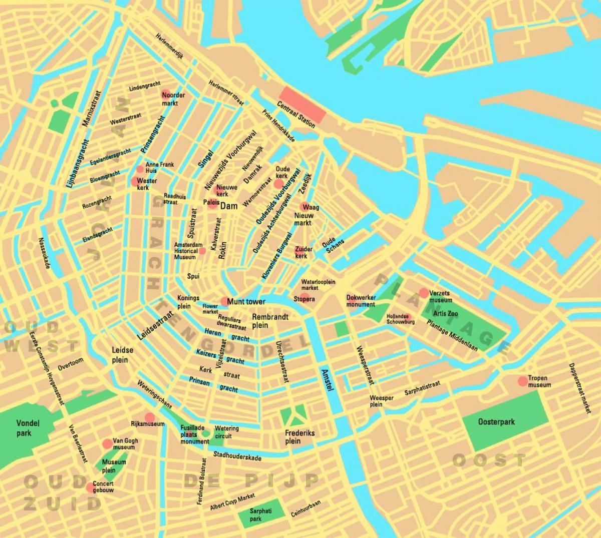 áreas de Amsterdam mapa