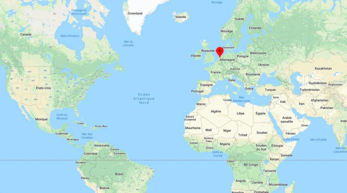 mapa del mundo que muestra Amsterdam