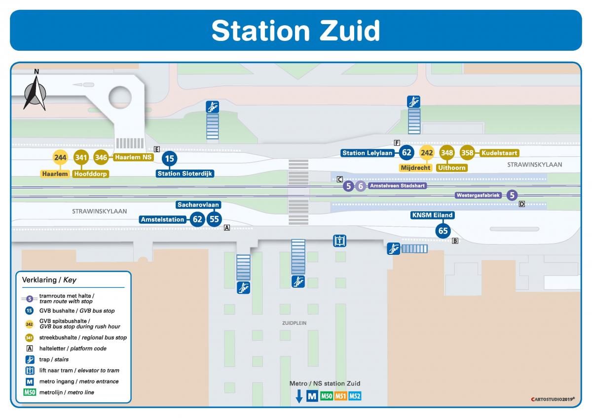 mapa de Amsterdam zuid a la estación de