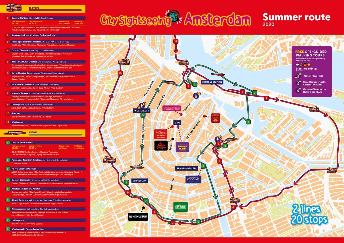 mapa de Amsterdam canal de crucero