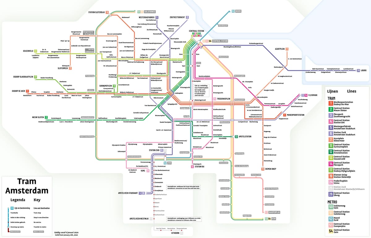 gvb Amsterdam tranvía mapa