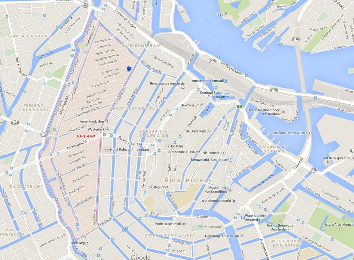 mapa de jordaan de Ámsterdam