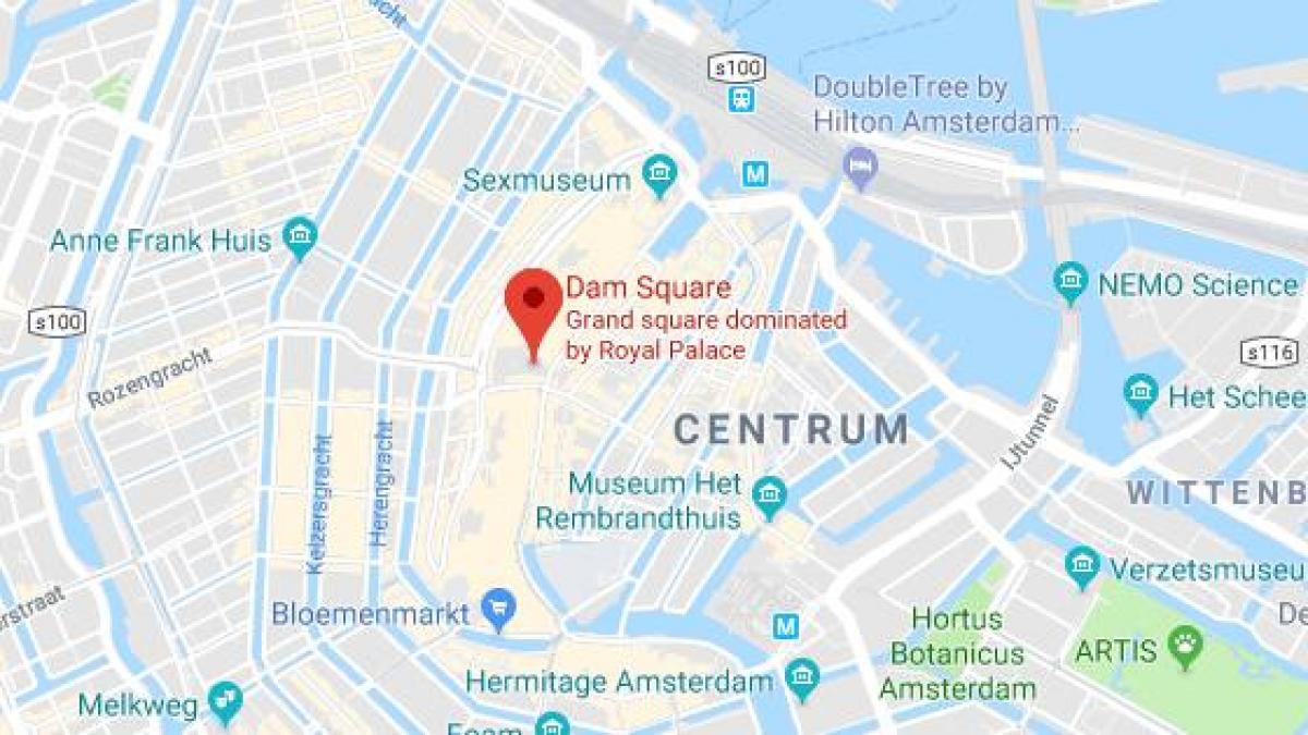 mapa de Amsterdam, la plaza dam