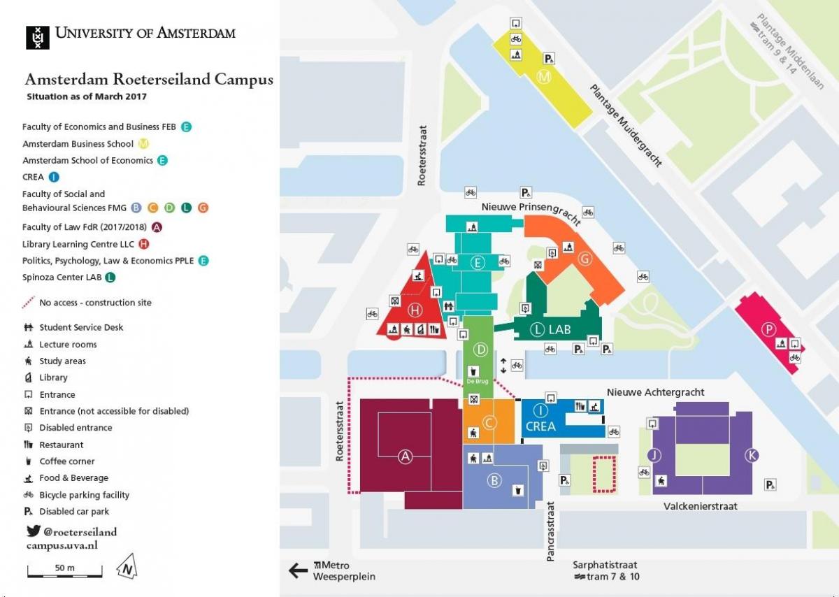 mapa de la universidad de Amsterdam