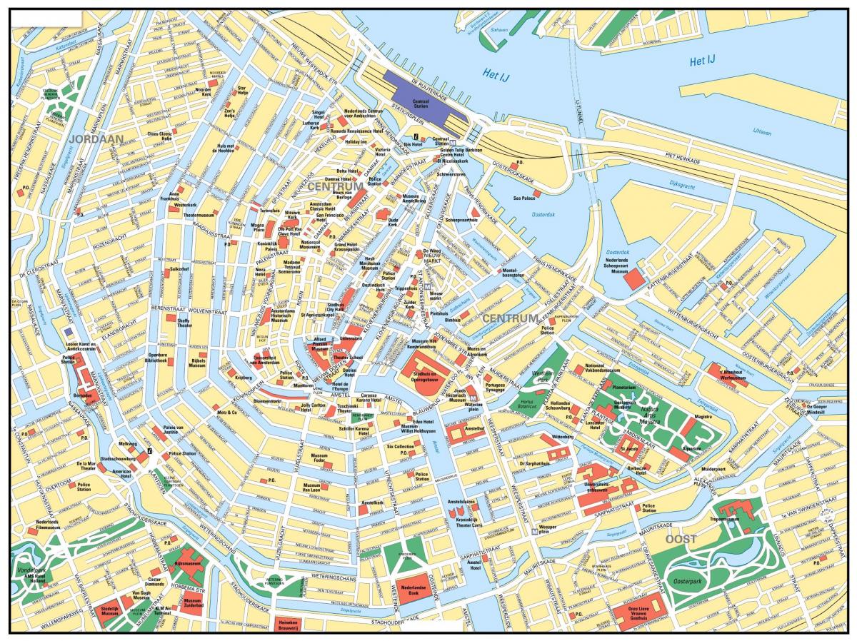 mapa de calle de Ámsterdam, países bajos