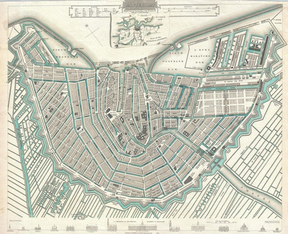 mapa del vintage de Amsterdam