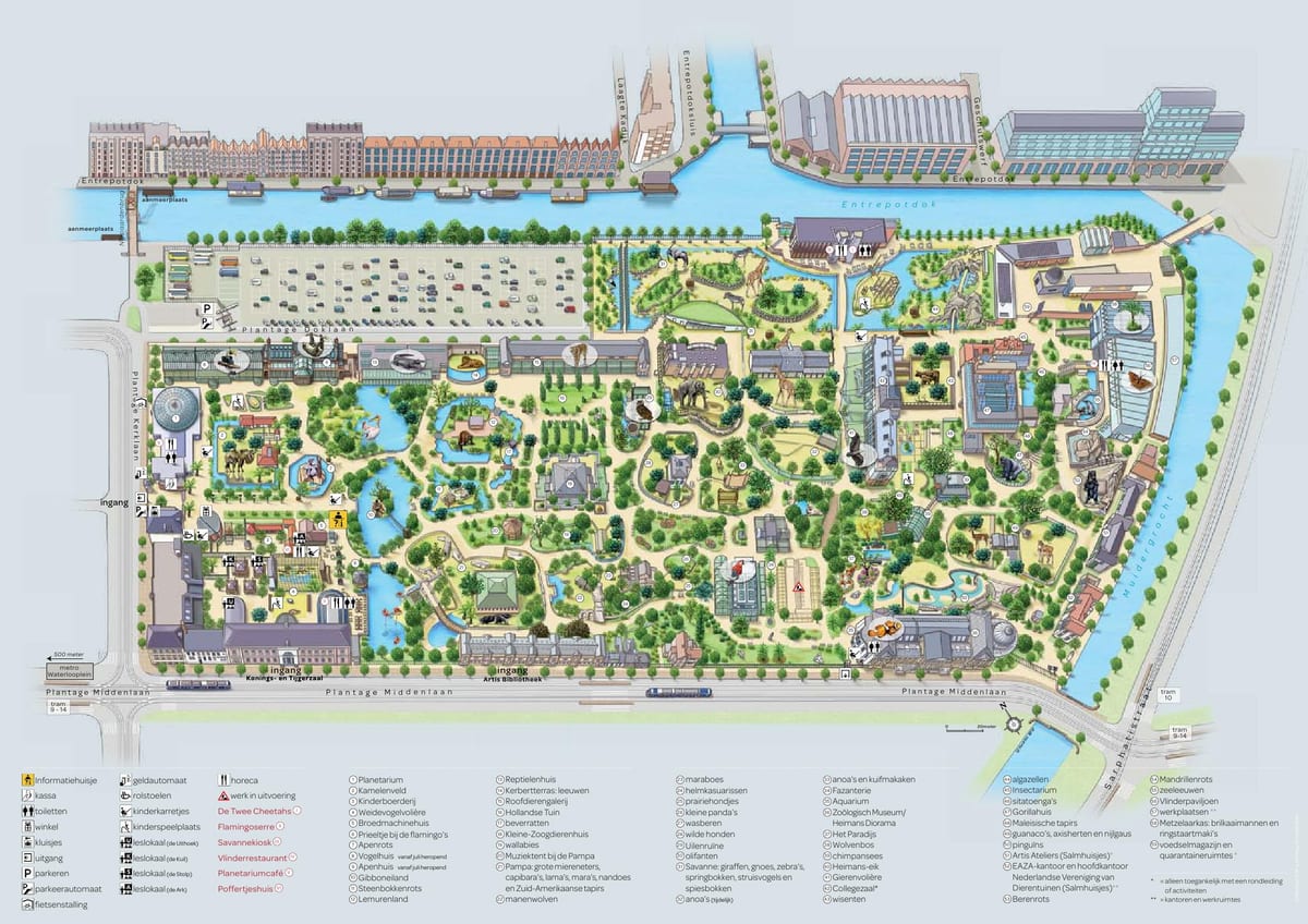 mapa del zoológico de Amsterdam