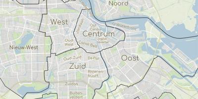 Mapa de Amsterdam mostrando los distritos