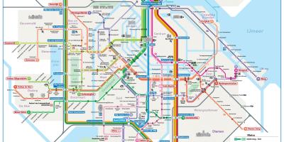 Amsterdam de tranvía y de metro mapa