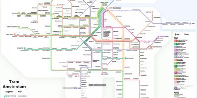 Mapa de tranvía de Amsterdam