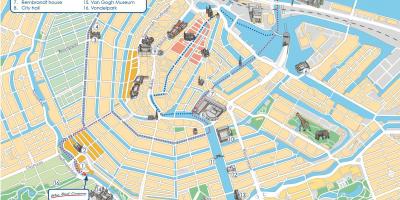 Mapa de Ámsterdam en barco por el canal de la ruta